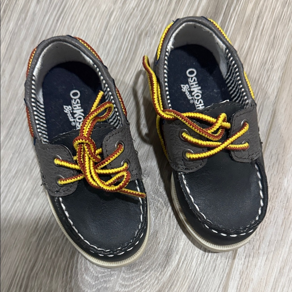 OshKosh B'gosh Kids' Gray Moccasins with Yellow Laces